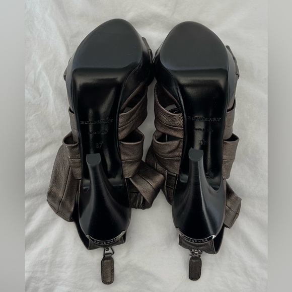 Burberry Prorsum Dark Nickel Leather Platform Heels - Picture 3 of 7